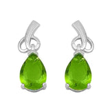 Abstract Heart Bridesmaid Dangling Fancy Earrings Tear Drop Pear Cut Green Peridot CZ 925 Sterling Silver Bridal Earring Bridesmaid Gift - Blue Apple Jewelry
