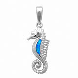 Seahorse Pendant 925 Sterling Silver Created Opal Sea Horse Choose Color